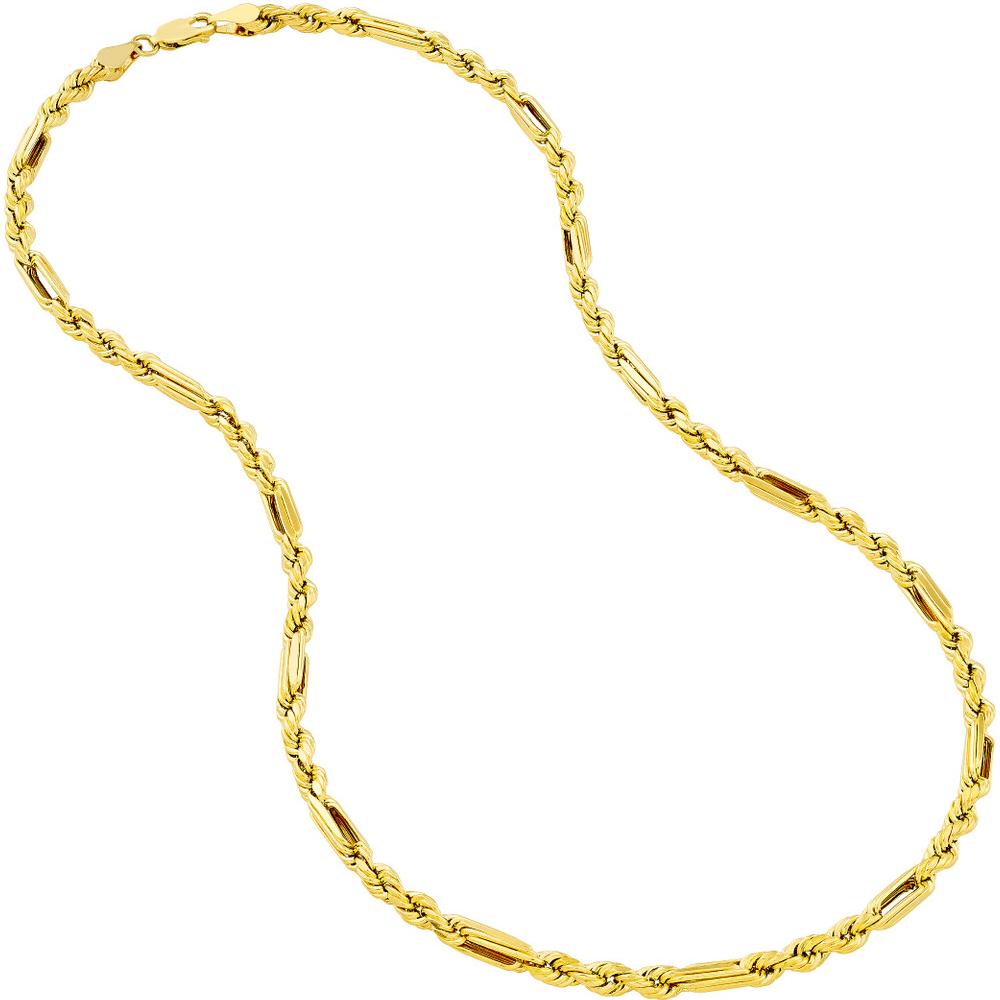 Olas d'Oro - 14K Yellow Gold 30" Diamond-Cut Hollow Figarope Milano Chain - 4mm
