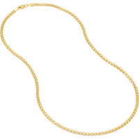 Olas d'Oro - 14K Yellow Gold 30" Hollow Round Box Chain Necklace with Lobster Lock - 11.49 Grams