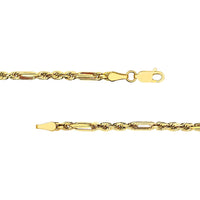 Olas d'Oro - 14K Yellow Gold 30" Diamond-Cut Hollow Figarope Milano Chain Necklace - 8.52 Grams