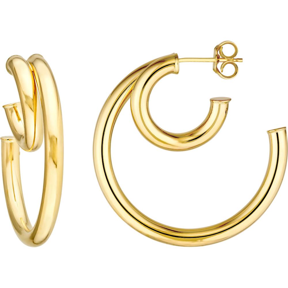 Olas d'Oro - 14K Yellow Gold 30mm Double Open Hoop Earrings