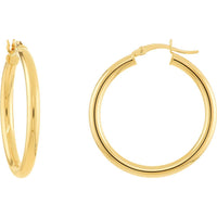 Olas d'Oro - 14K Yellow Gold 30mm Polished Hoop Earrings - 1.80 Grams Total Weight