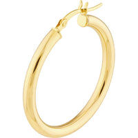 Olas d'Oro - 14K Yellow Gold 30mm Polished Hoop Earrings - 1.80 Grams Total Weight