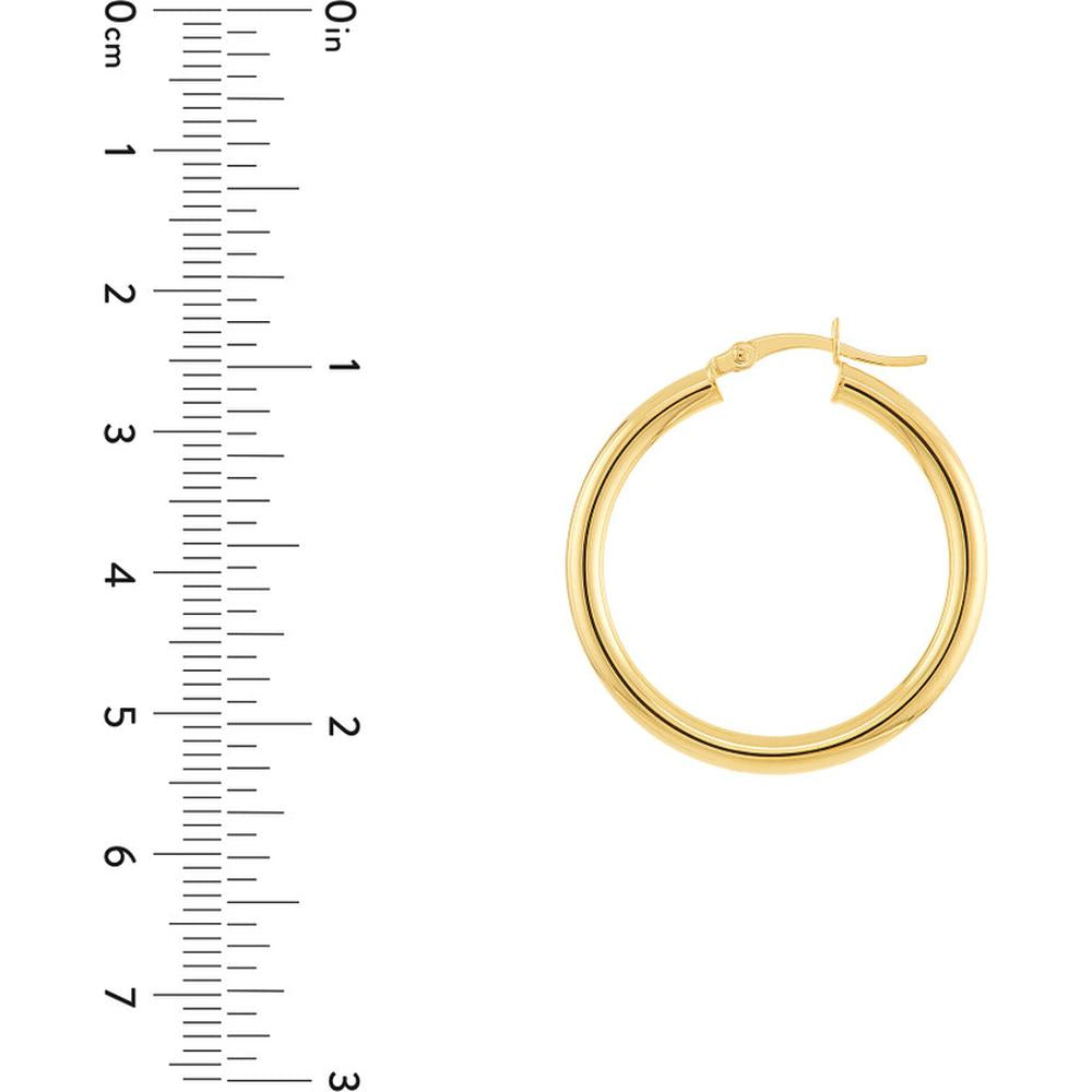 Olas d'Oro - 14K Yellow Gold 30mm Polished Hoop Earrings - 1.80 Grams Total Weight