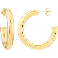 Olas d'Oro - 14K Yellow Gold 30mm Tube Hoop Earrings