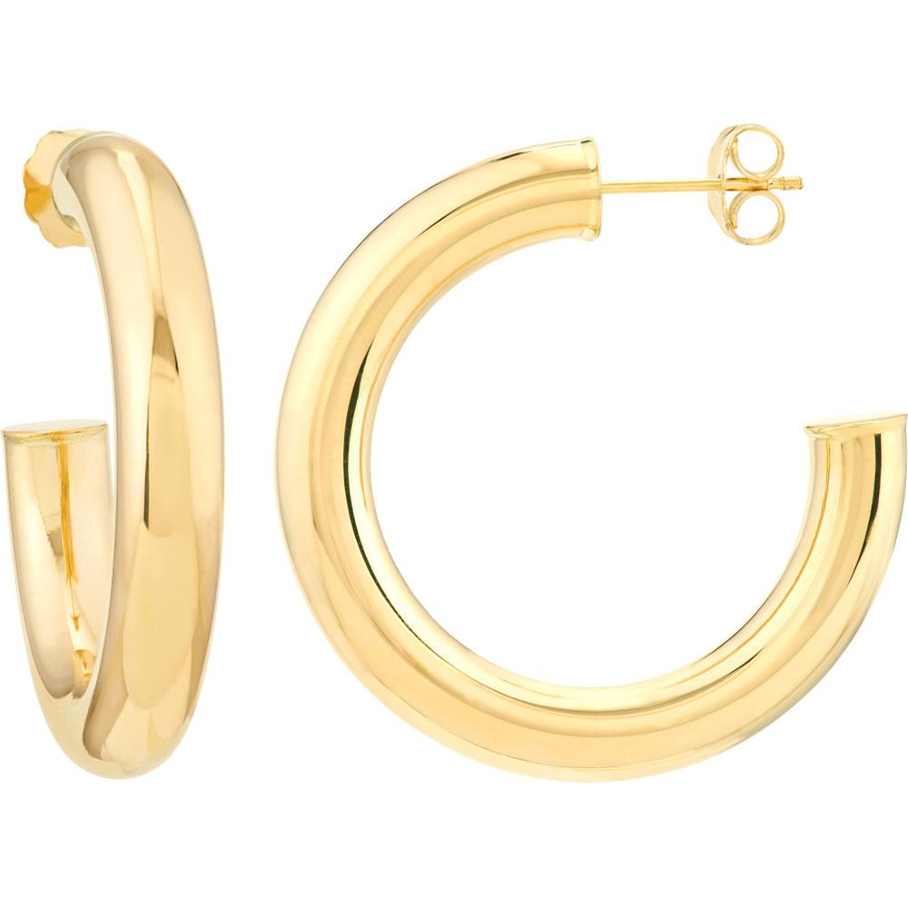 Olas d'Oro - 14K Yellow Gold 30mm Tube Hoop Earrings