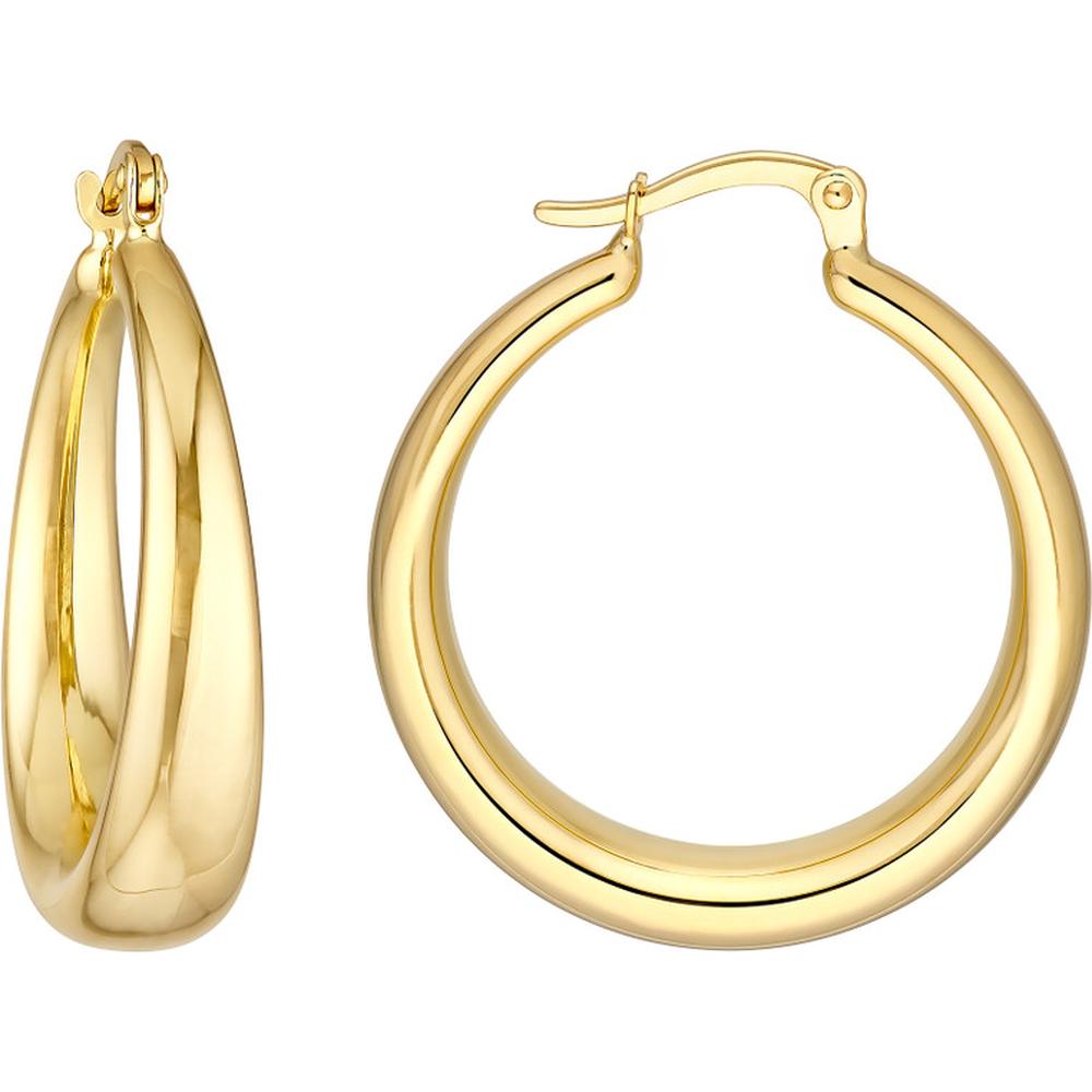 Olas d'Oro - 14K Yellow Gold 31mm Polished Round Hoop Earrings - 3.40 Grams Total Weight