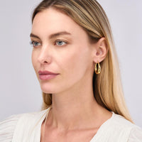 Olas d'Oro - 14K Yellow Gold 31mm Polished Round Hoop Earrings - 3.40 Grams Total Weight