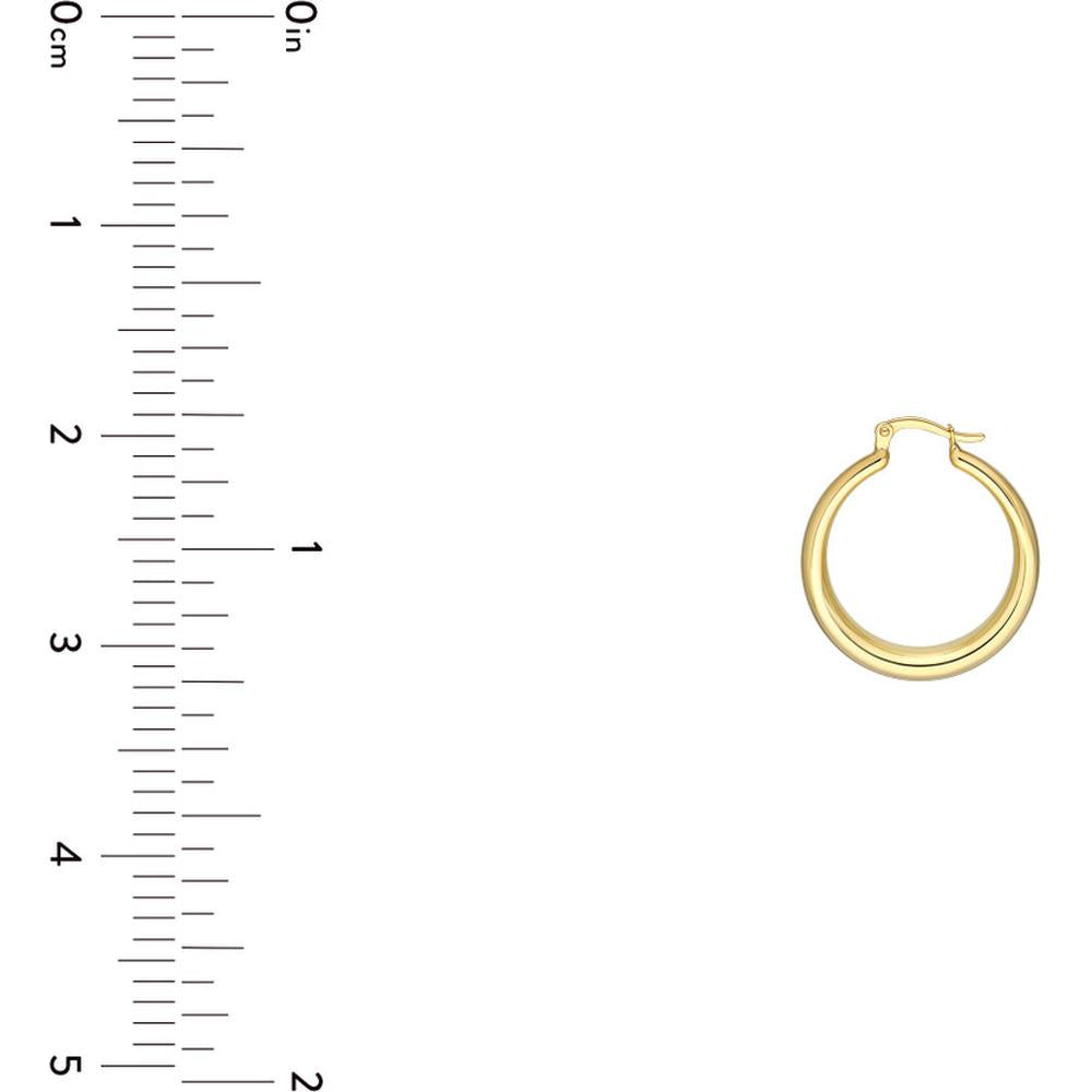 Olas d'Oro - 14K Yellow Gold 31mm Polished Round Hoop Earrings - 3.40 Grams Total Weight