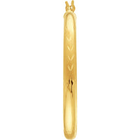 Olas d'Oro - 14K Yellow Gold 35mm Diamond-Cut Florentine Hoop Earrings with Hinge Closure