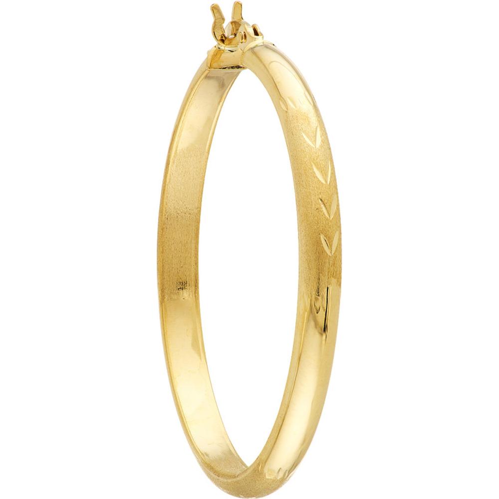 Olas d'Oro - 14K Yellow Gold 35mm Diamond-Cut Florentine Hoop Earrings with Hinge Closure
