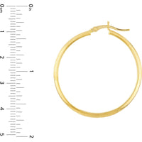 Olas d'Oro - 14K Yellow Gold 35mm Diamond-Cut Florentine Hoop Earrings with Hinge Closure