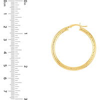 Olas d'Oro - 14K Yellow Gold 35mm Full Diamond-Cut Hoop Earrings - 2.30g Total Weight