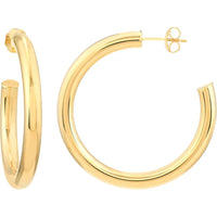 Olas d'Oro - 14K Yellow Gold 35mm Tube Hoop Earrings - 3.49g Weight