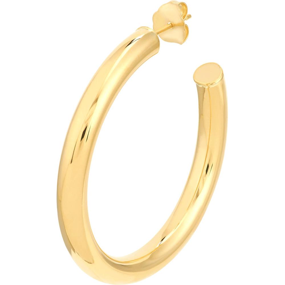 Olas d'Oro - 14K Yellow Gold 35mm Tube Hoop Earrings - 3.49g Weight