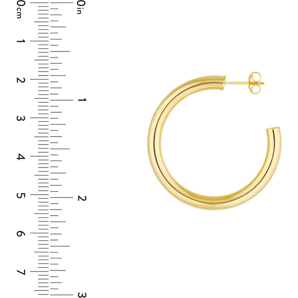 Olas d'Oro - 14K Yellow Gold 35mm Tube Hoop Earrings - 3.49g Weight