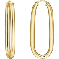 Olas d'Oro - 14K Yellow Gold 38.3mm Oval Round Hoop Hinged Earrings - 4.10 Grams