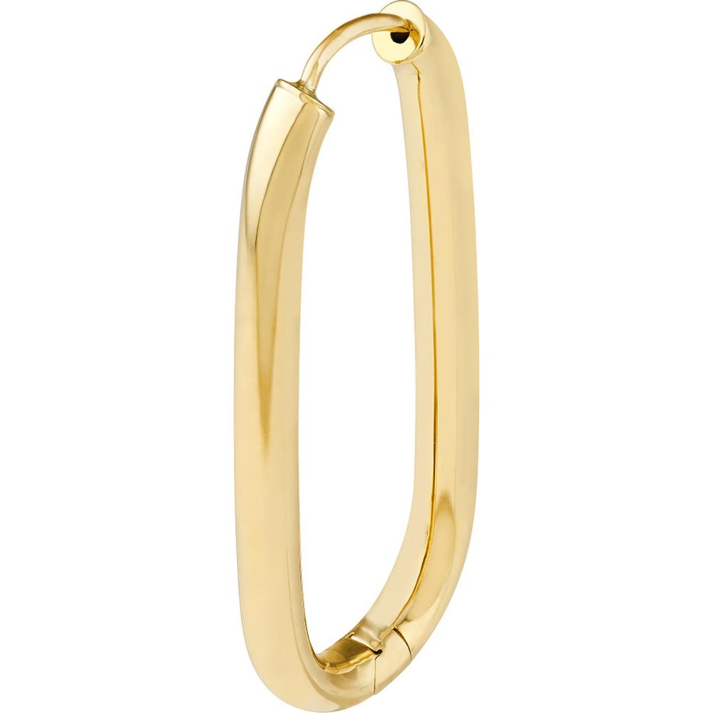 Olas d'Oro - 14K Yellow Gold 38.3mm Oval Round Hoop Hinged Earrings - 4.10 Grams