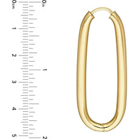 Olas d'Oro - 14K Yellow Gold 38.3mm Oval Round Hoop Hinged Earrings - 4.10 Grams