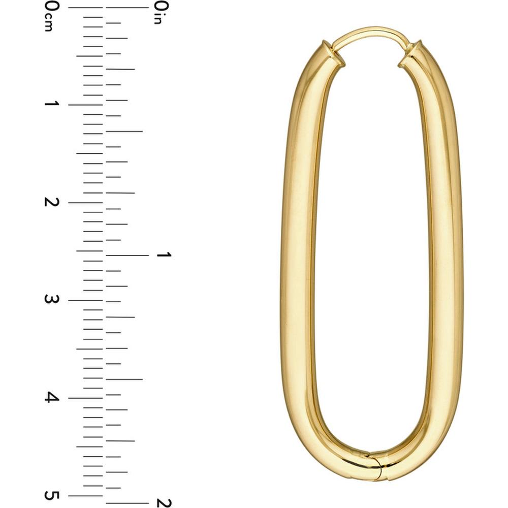 Olas d'Oro - 14K Yellow Gold 38.3mm Oval Round Hoop Hinged Earrings - 4.10 Grams
