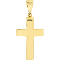 Olas d'Oro - 14K Yellow Gold 3D Cross Pendant with Open Designed Back