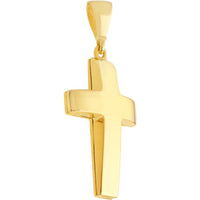 Olas d'Oro - 14K Yellow Gold 3D Cross Pendant with Open Designed Back