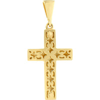 Olas d'Oro - 14K Yellow Gold 3D Cross Pendant with Open Designed Back
