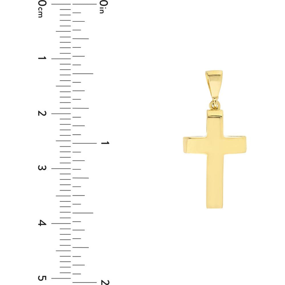 Olas d'Oro - 14K Yellow Gold 3D Cross Pendant with Open Designed Back