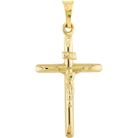 Olas d'Oro - 14K Yellow Gold 3D Crucifix Pendant - Faithful Religious Symbol in Fine Gold