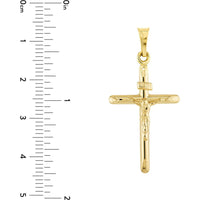 Olas d'Oro - 14K Yellow Gold 3D Crucifix Pendant - Faithful Religious Symbol in Fine Gold