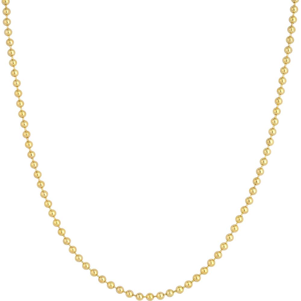Olas d'Oro - 14K Yellow Gold 3mm Bead Chain Necklace - 18" Length - 13.73 Grams