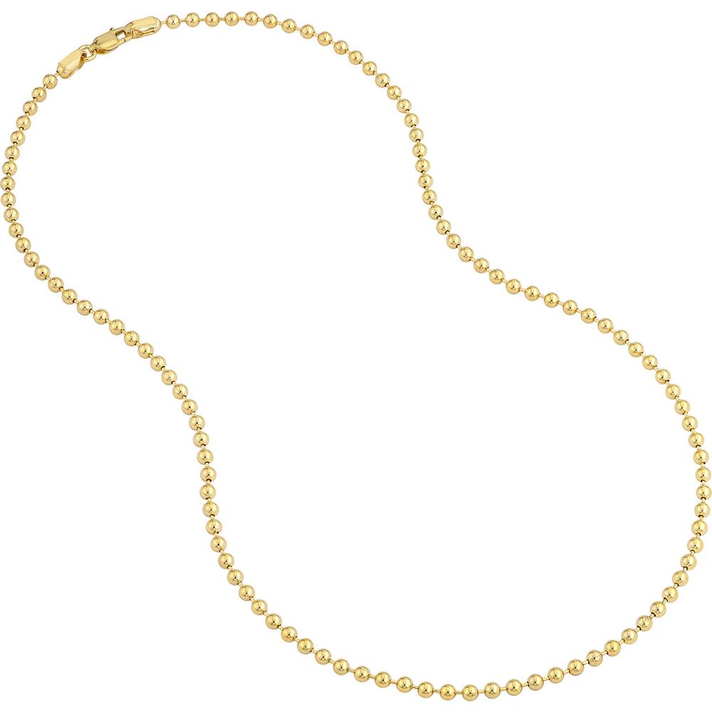 Olas d'Oro - 14K Yellow Gold 3mm Bead Chain Necklace - 18" Length - 13.73 Grams