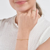 Olas d'Oro - 14K Yellow Gold 3mm Diamond-Cut Bead Station Bracelet with Adjustable Rolo Chain