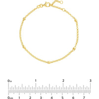Olas d'Oro - 14K Yellow Gold 3mm Diamond-Cut Bead Station Bracelet with Adjustable Rolo Chain
