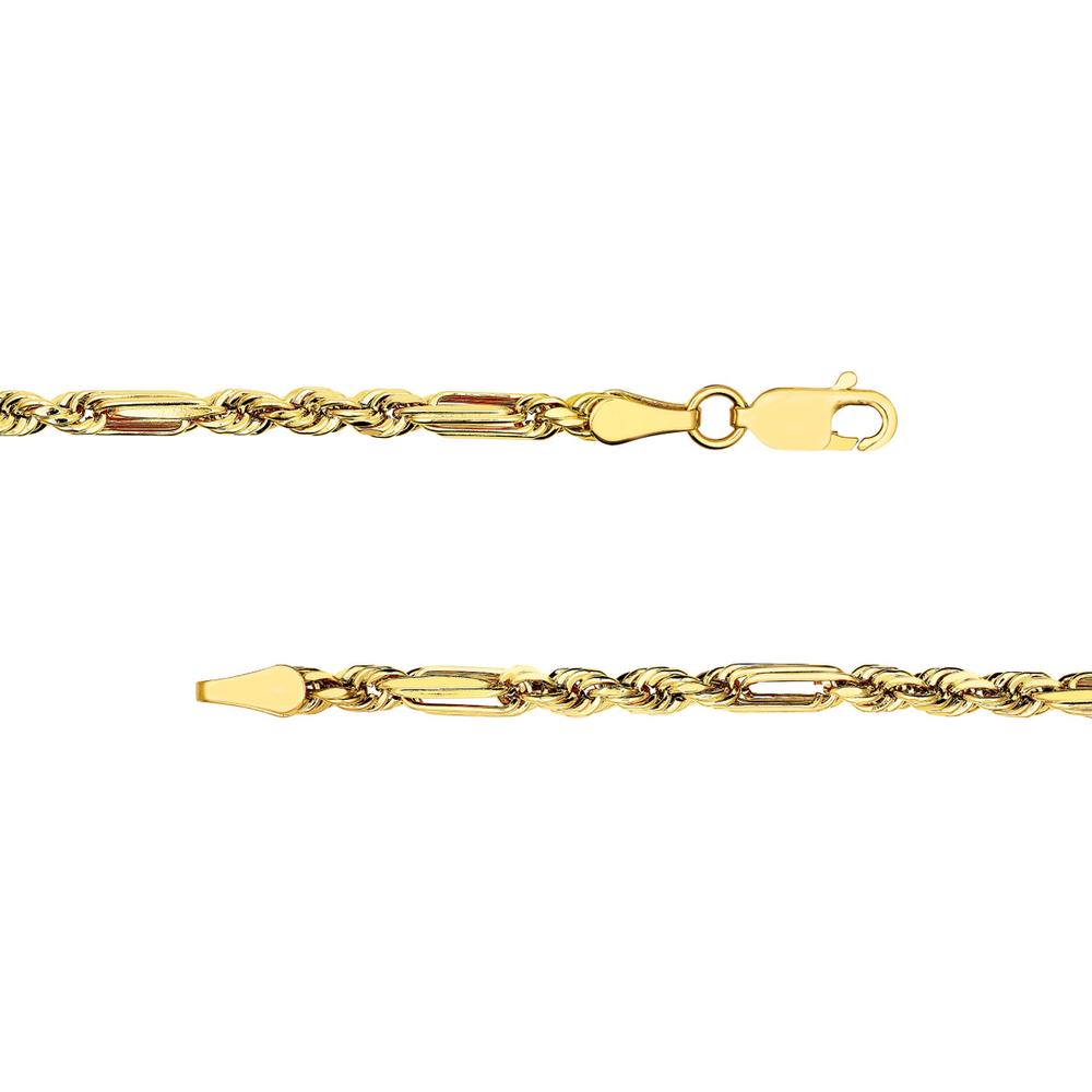 Olas d'Oro - 14K Yellow Gold 3mm Diamond-Cut Hollow Figarope Milano Chain Necklace - 24" Length