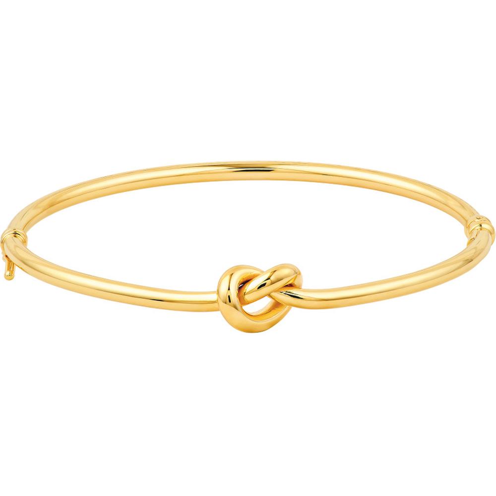 Olas d'Oro - 14K Yellow Gold 3mm Love Knot Tube Bangle - 4.20 Grams