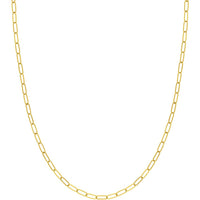 Olas d'Oro - 14K Yellow Gold 3mm Paper Clip Chain Choker Necklace - 10" Length