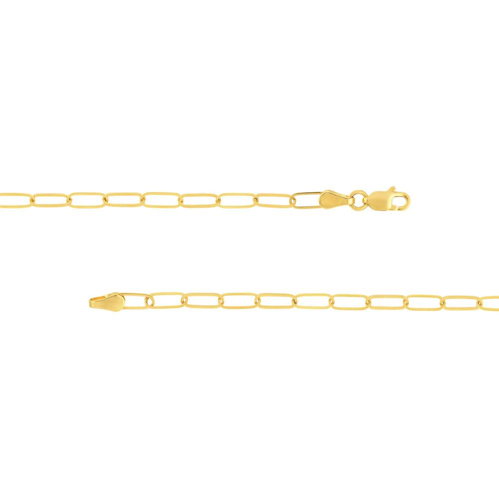 Olas d'Oro - 14K Yellow Gold 3mm Paper Clip Chain Choker Necklace - 10" Length