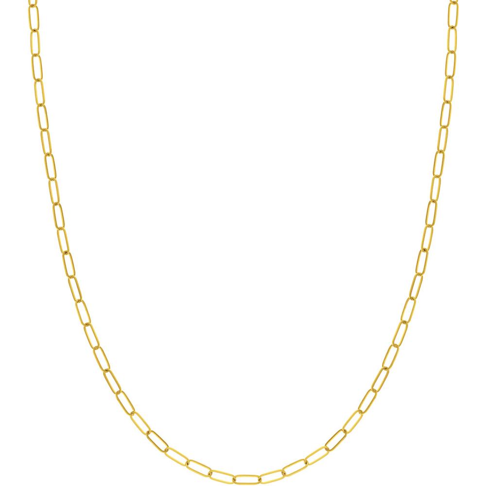 Olas d'Oro - 14K Yellow Gold 3mm Paper Clip Chain Necklace - 24 Inches, Lightweight Design