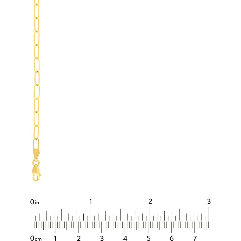 Olas d'Oro - 14K Yellow Gold 3mm Paper Clip Chain Necklace - 24 Inches, Lightweight Design