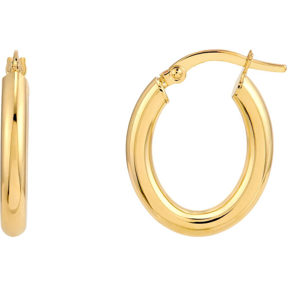 Olas d'Oro - 14K Yellow Gold 3mm Polished Oval Tube Hoop Earrings - 1.48 Grams Total Weight