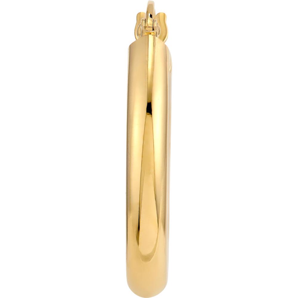 Olas d'Oro - 14K Yellow Gold 3mm Polished Oval Tube Hoop Earrings - 1.48 Grams Total Weight