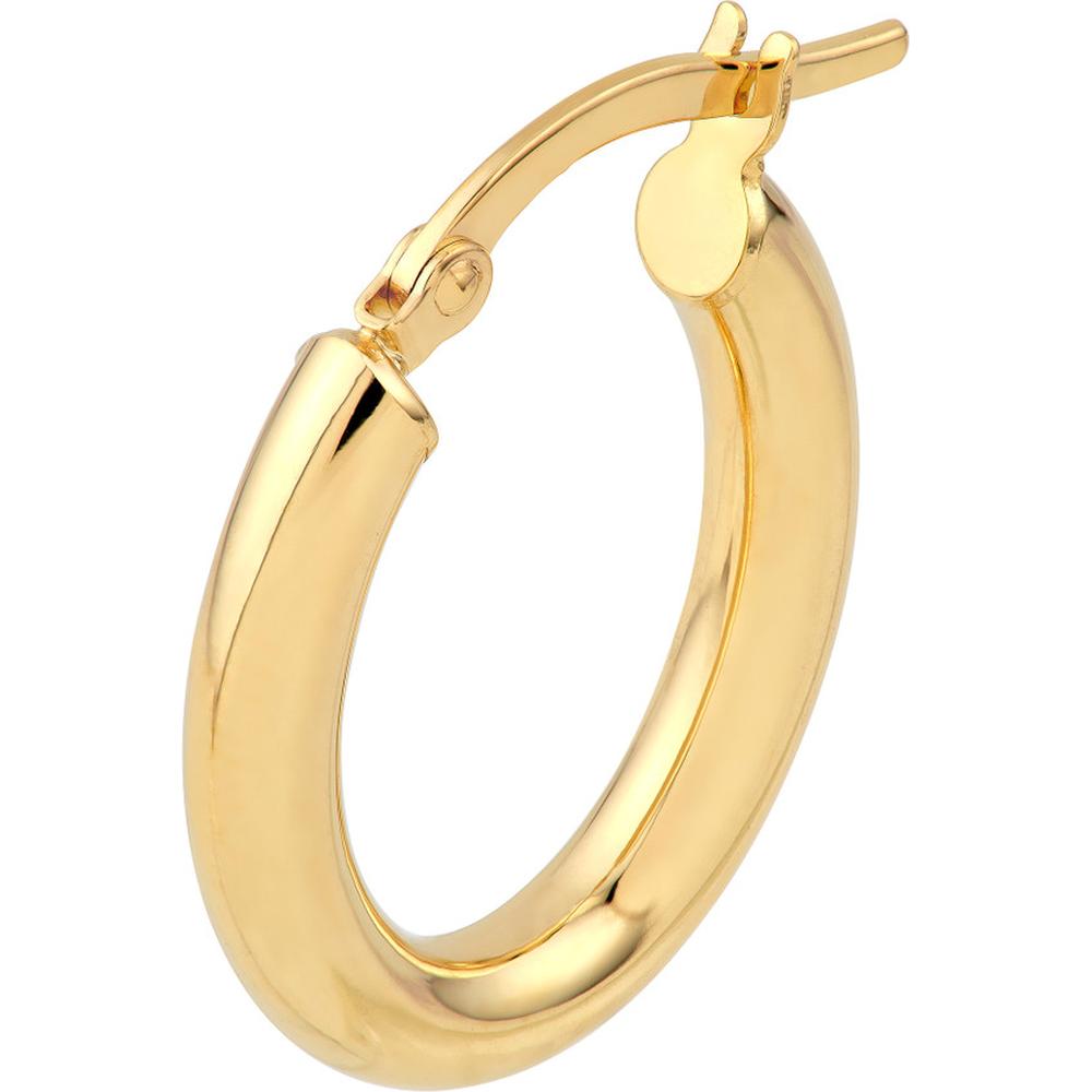 Olas d'Oro - 14K Yellow Gold 3mm Polished Oval Tube Hoop Earrings - 1.48 Grams Total Weight