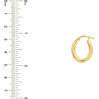 Olas d'Oro - 14K Yellow Gold 3mm Polished Oval Tube Hoop Earrings - 1.48 Grams Total Weight