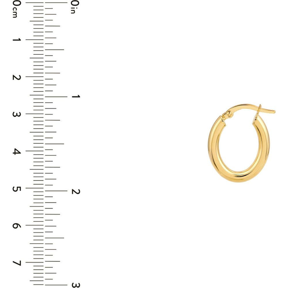 Olas d'Oro - 14K Yellow Gold 3mm Polished Oval Tube Hoop Earrings - 1.48 Grams Total Weight