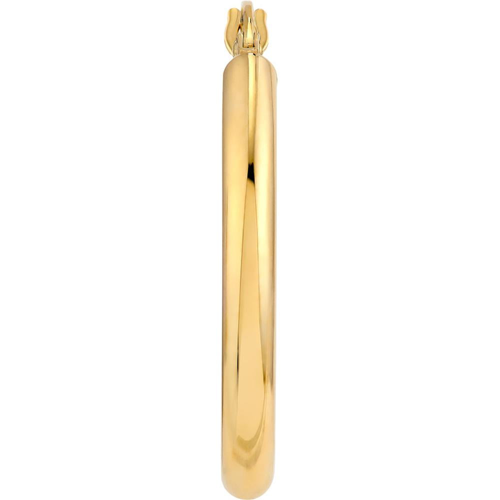 Olas d'Oro - 14K Yellow Gold 3mm Polished Oval Tube Hoop Earrings