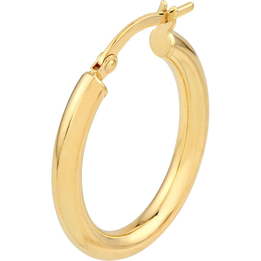 Olas d'Oro - 14K Yellow Gold 3mm Polished Oval Tube Hoop Earrings