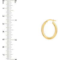 Olas d'Oro - 14K Yellow Gold 3mm Polished Oval Tube Hoop Earrings