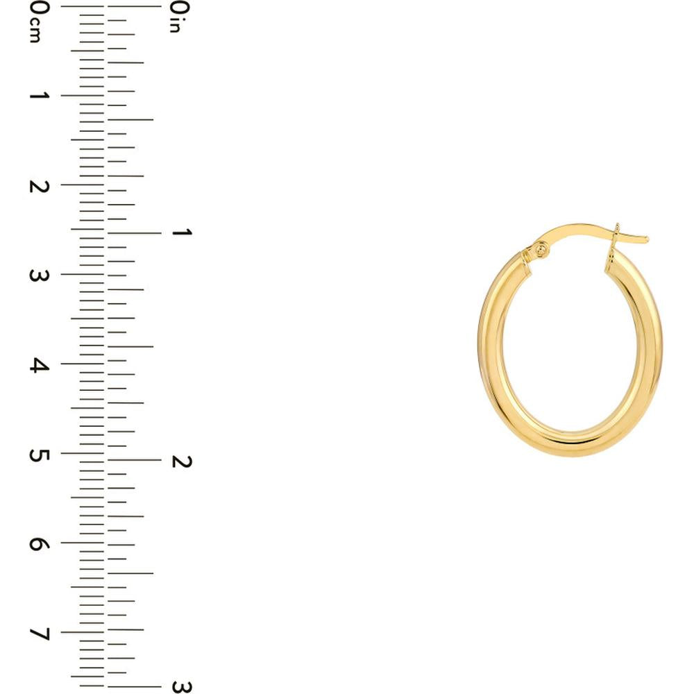 Olas d'Oro - 14K Yellow Gold 3mm Polished Oval Tube Hoop Earrings