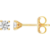Olas d'Oro - 14K Yellow Gold 3mm Round Diamond 4-Prong Stud Earrings - 0.22 Carat Total Diamond Weight