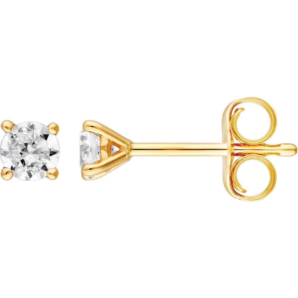 Olas d'Oro - 14K Yellow Gold 3mm Round Diamond 4-Prong Stud Earrings - 0.22 Carat Total Diamond Weight